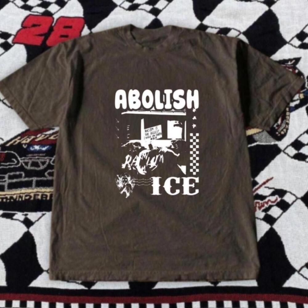 Gildan Men Brown T-Shirt, Brown & White Abolish Ice T-Shirt